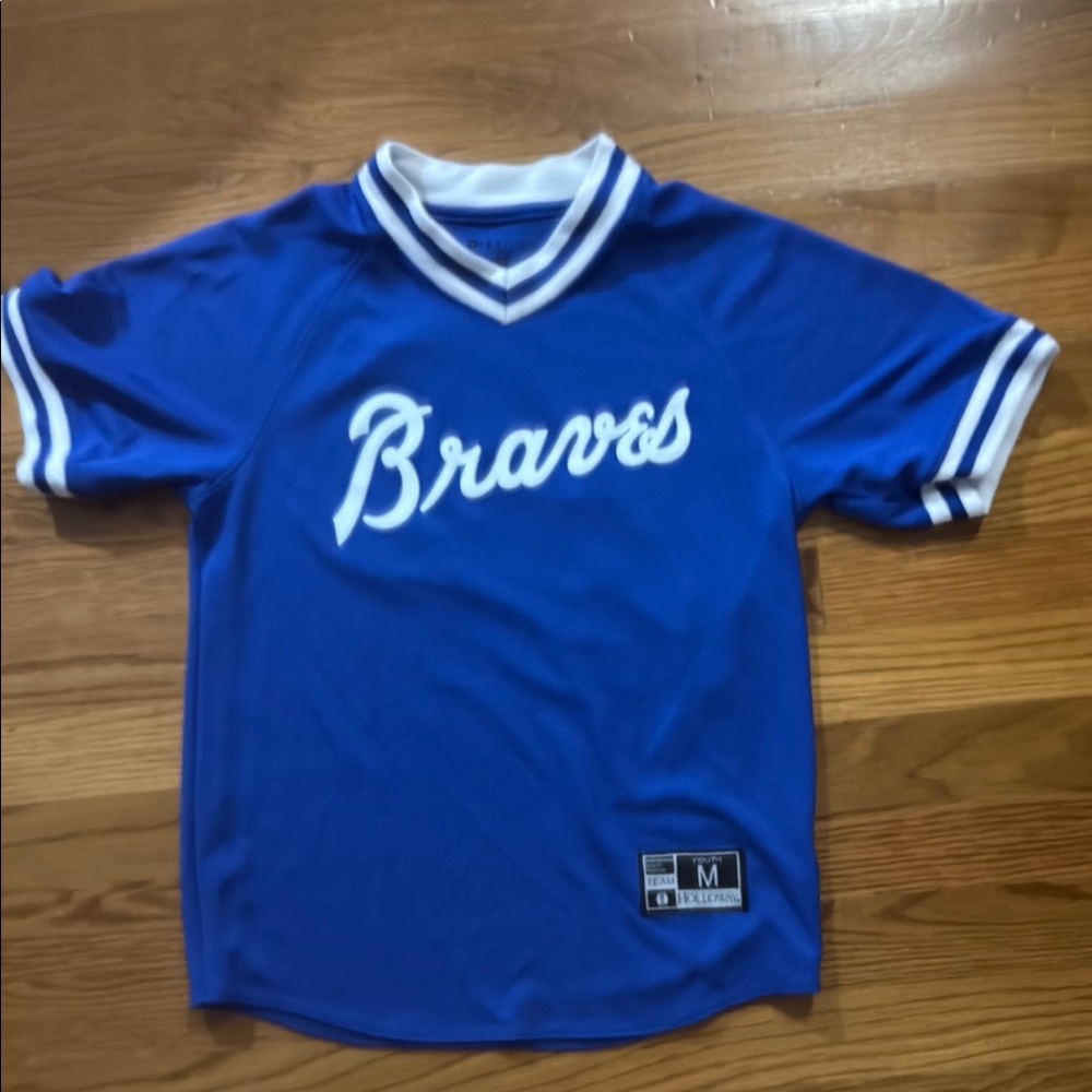Holloway Blue and White Athletic Jersey Atlanta Braves kids M